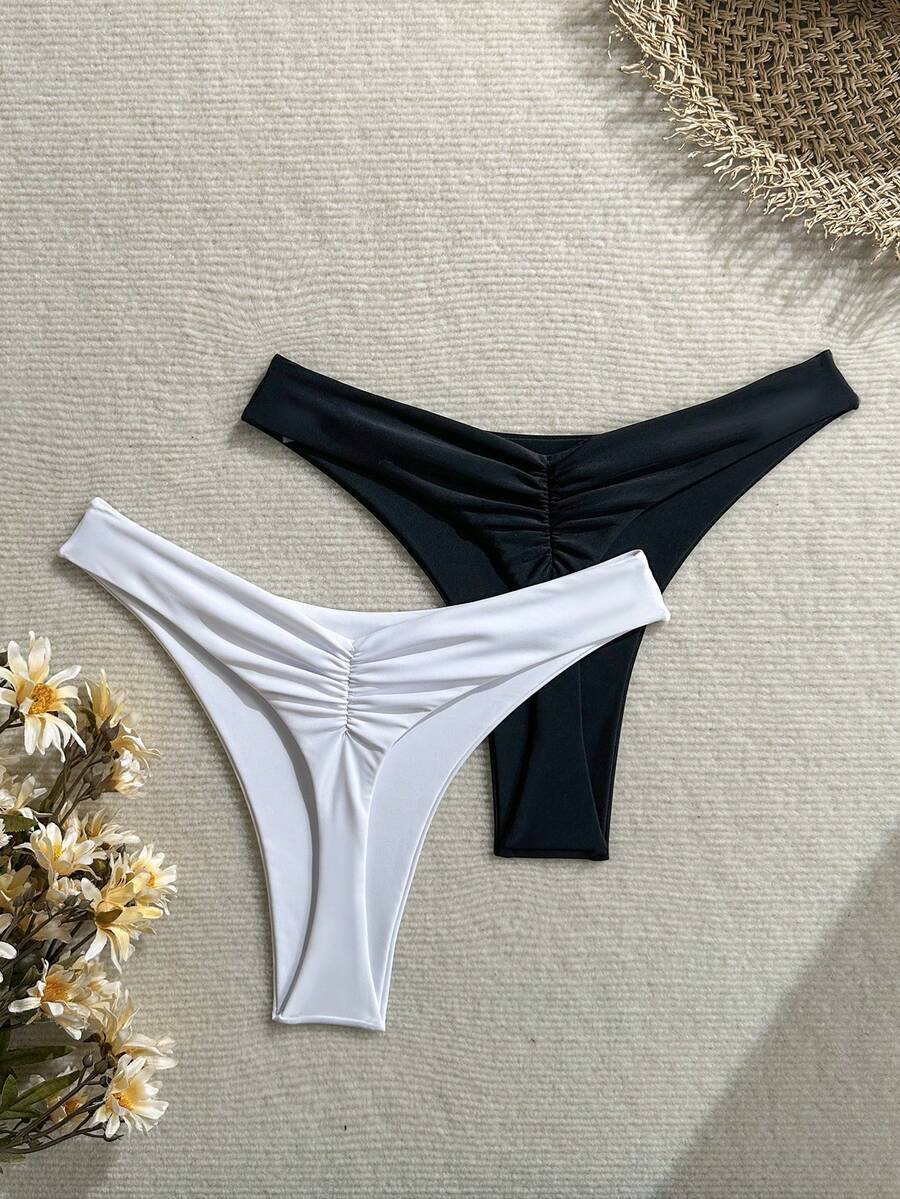 Swim SXY Quần bơi nữ màu đen & trắng gợi cảm cho kỳ nghỉ bãi biển - Đen và trắng - Xem 1
