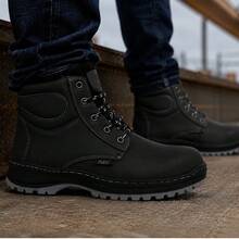 Genuine Leather Pleg Working Boot With Steel Helmet - Negro con gris - View 6