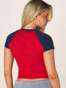 MISSGUIDED Spain Inspired Raglan Sleeve Tee With Athletic Logo Badge Chest Print - Multicolor - View 4
