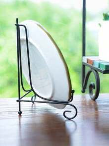 1Pc Craft Bracket Book Holder Photo Pedestal Bowl Picture Frame Black Iron Plate Rack Display Stand Easel - Black - View 7