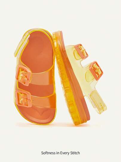 Cozy Pixies A Pair Of Summer Fashion Versatile Casual Base Transparent Orange Cute Girls Boys Soft Bottom Baby Children Flat Sandals Seaside Vacation Beach