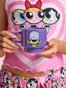 THE POWERPUFF GIRLS X SHEIN 1 12.68oz/375ml 可堆疊卡通印花馬克杯，耐冷耐熱，可用於微波爐和洗碗機，適用於水、牛奶、果汁、咖啡、Blossom、Bubbles、Buttercup、Mojo - 紫色 - 查看 5
