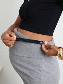 MaterniWear Maternity Casual Adjustable Waist Solid Color Flare Pants Coming Home Spring Coming Home Loungewear Fall - Grey - View 3