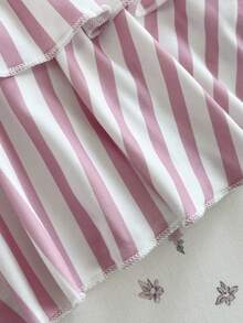SHEIN Unity Women's Striped Bow Decor Frill Trim Camisole Dress - Pink - View 4