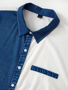 GlowEve CURVE 大码夏季休闲撞色前扣 Polo 衫 - 藍色 - 查看 3