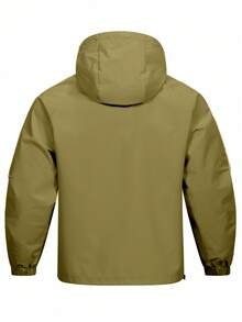 Manfinity Homme Men's Jacket And Coat, Long Sleeve Hooded Zipper Fashionable, Suitable For Summer - Khaki - View 2