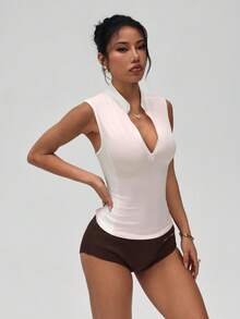 SHEIN Sports 女款戶外運動半拉鍊馬術夾克 - 粉色 - 查看 8