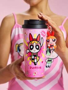 THE POWERPUFF GIRLS X SHEIN 500ml /16 Oz  Vacuum Insulated Stainless Steel , 1 Leak-Proof Lid, Suitable For Hot Drinks / Cold Drinks, Suitable For Most Cup Holders - Pink - View 6