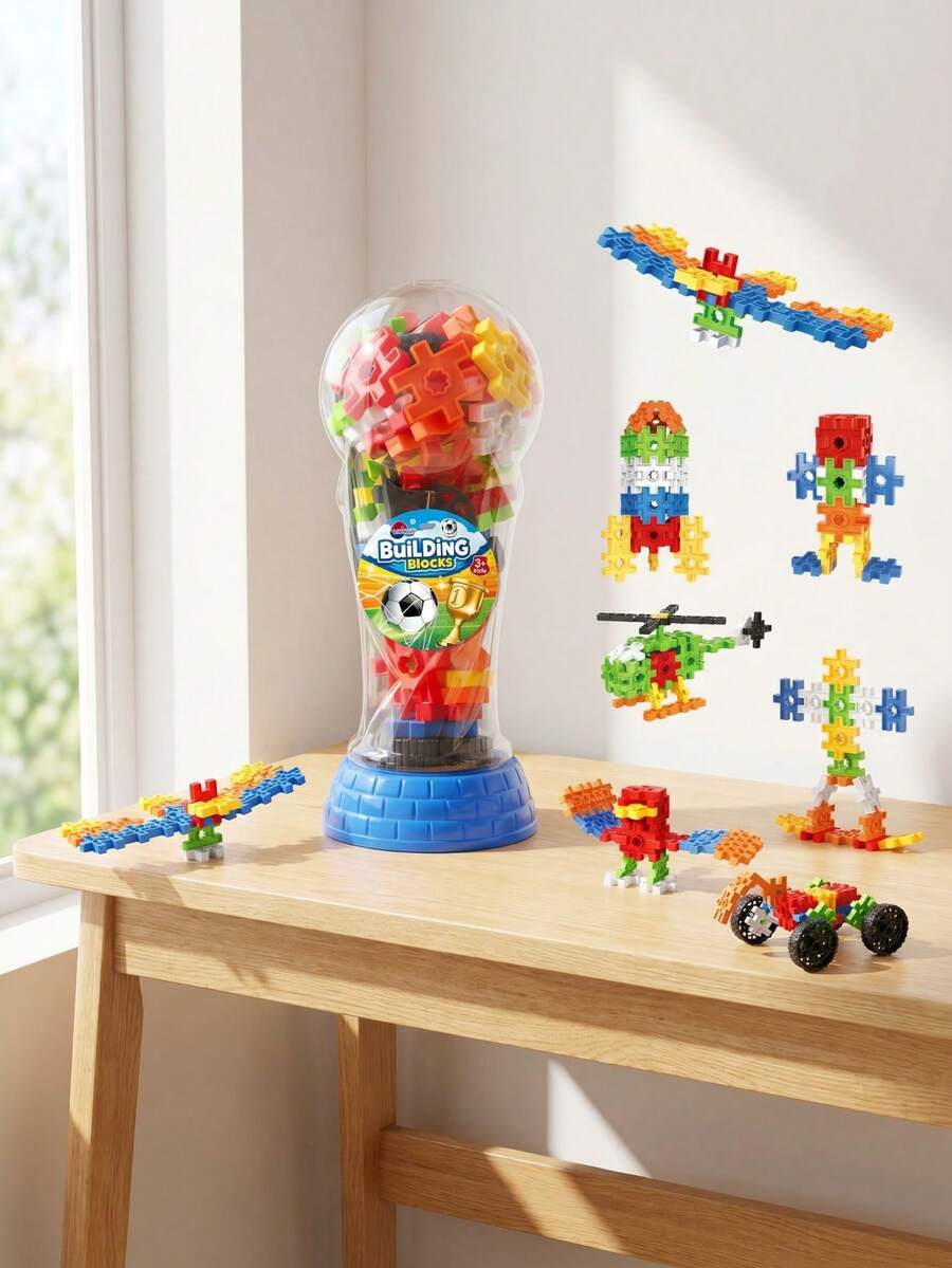MINKOJA 50PCS Soccer Trophy Interlocking Building Blocks Set, Educational STEM Toy - Multicolor - View 1