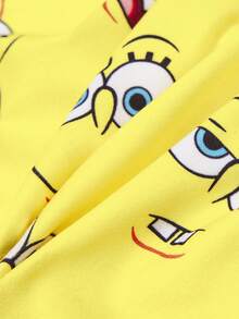 SpongeBob SquarePants | SHEIN 1 Buah Rompi Hewan Peliharaan Bermotif Kartun, Pakaian Kucing, Pakaian Anjing, Ukuran XXS-XXXXL, Ekstra Kecil, Ekstra Besar, Ekspresi, S Wajah Miley, S Pong - Kuning - View 4