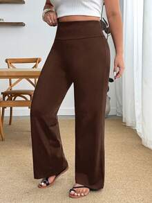 Enliva Pantalones de pierna acampanada con cintura ancha de talla grande, para Body con forma de manzana y redondeado - Marrón - Ver 7