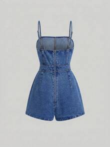 SHEIN MOD Moderiktig jumpsuit för vardagsbruk för kvinnor - Mediumtvätt - Visa 2