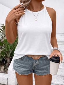 EMERY ROSE Camiseta de tirantes versátil y casual para mujer de talla grande, nueva llegada de primavera/verano - Blanco - Ver 6