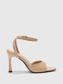 CUCCOO BIZCHIC Simple Round Toe With Stiletto Sandals, High Heels For Workplace Commuting Temperament Summer - List one apricot color - View 5