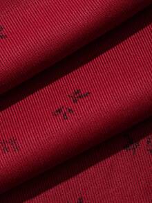 Livesso Celana Piyama Wanita Motif Bunga Kecil dengan Trim Kontras di Pinggang - Burgundy - View 6