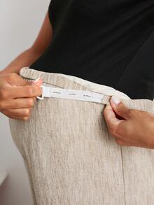 MaterniWear Khaki Adjustable Waist Straight Leg Pants For Maternity Wear, Suitable For Summer Commuting Fall - Khaki - View 6
