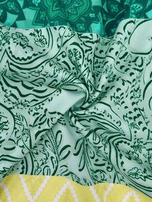 Maweii Plus Size Women Retro Patchwork Print Jumpsuit - Green - View 7