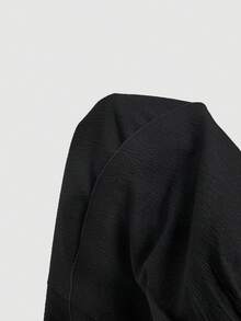 SHEIN MOD 女款時尚花卉刺繡收腰雙層迷你洋裝，夏季女裝，派對穿搭，海灘洋裝，外出穿搭，畢業洋裝，度假穿搭，休閒洋裝，花卉洋裝，晚宴洋裝，儀式洋裝，復古風，浪漫，經典風，舒適，優雅，刺繡洋裝，可愛黑色洋裝，遊牧風，鄉村風，復古 - 黑色 - 查看 7