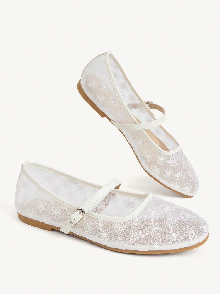 CUCCOO CHICEST Spring And Summer New Round Toe Flat Bottom Beige Mesh Embroidered Women's Flat Sole Shoes Fashionable, Elegant, Comfortable And Gorgeous Wedding Banquet Women's Shoes Mary Jane Flat Shoes