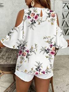 SHEIN VCAY Plus Size Casual Boho Minimalist All-Over Print Shirt Holiday Vacation White Summer - Multicolor - View 2