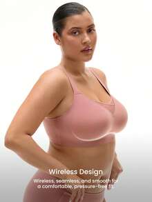 LUVLETTE Plus 無線全罩式無縫側撐休閒內衣 Bralette 運動內衣 內著外穿 黏性基礎款 SizeFreedom 不透痕內褲 - 鏽棕色 - 查看 5