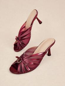 Rosivie Women's Fashionable Elegant Party Gold Heeled Sandals Summer Shoes - Redwood - View 7