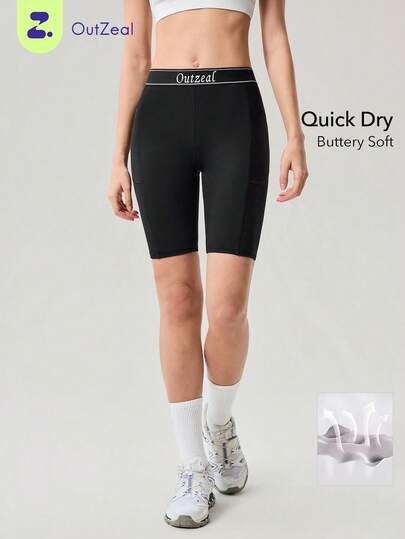 OutZeal Women Sports Black Leggings Biker Shorts Hiking Cycling Quick Dry Active Bottoms