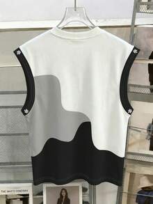 Manfinity Hypemode Men's Casual Contrast Color Round Neck Loose Tank Top, Summer - Grey - View 2