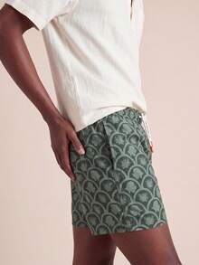 Zalmeno Men's Drawstring Bohemian Print Beach Pants,Hawaiian - Army Green - View 5
