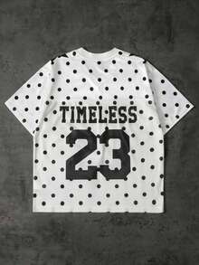 ROMWE MEN Prep Men's Polka Dot Sports T-Shirt, Mesh Fabric Patchwork, Short Sleeve, Summer - White - View 2