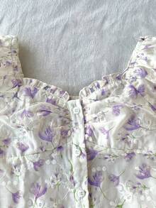SHEIN Tween Girls Asymmetric Shoulder Knit Printed Casual Fashionable Pullover Top, Matching Family Outfit - Purple - View 7