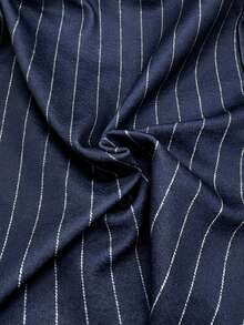 SHEIN PETITE Women's Low Waist Striped Suit Pants With Side Pockets, Stretchy, Spring/Autumn - Navy Blue - View 7