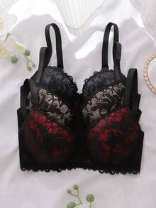 SHEIN 3pcs Sexy Lace Patchwork Women's Lingerie Set - Multicolor - View 4