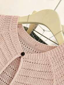 Franclia New Arrival Niche Design Striped Round Neck Unique Versatile Slim Fit Cardigan For Women - Baby Pink - View 4
