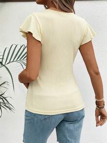 SHEIN Solid Color Minimalist Twist Front Short Sleeve Nursing Top - Multicolor - View 2