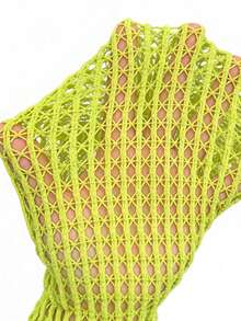 Swim SXY 2026 New Sexy & Romantic High Elasticity Knit Halter Sleeveless Black Plus Size Cover Up - Green - View 6