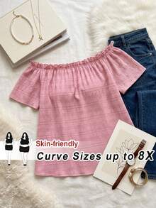 SHEIN CURVE+ 大码休闲度假优雅V领收腰连衣裙 - 彩色 - 查看 1