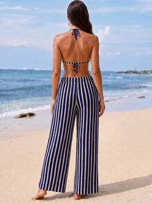 Breezaya Women's Casual Striped Bikini Set For Beach Vacation Summer - Blue - View 2