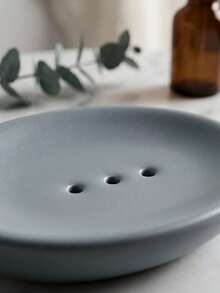 Haus Hana 1Pc Minimalist Ceramic Soap Dish, Made Of Smooth Ceramic With Solid Color Finish, Features Drain Holes To Keep Soap Dry, Prevents Water Buildup, Ideal For Bathroom, Kitchen, Hotel And Daily Home Use. - multicolor - View 2
