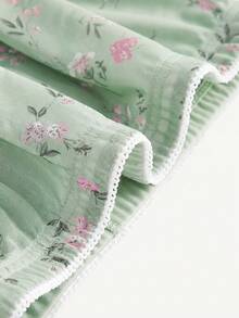 SHEIN EZwear 大码女式印花休闲百搭约会外出A字裙 - 薄荷綠 - 查看 3