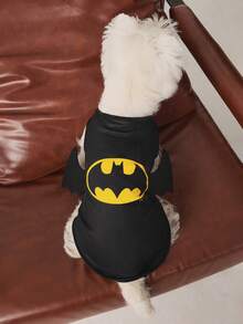 BATMAN X SHEIN 1件图案印花宠物背心，猫咪衣服，狗狗衣服，尺码 XXS-XXXXL，特小号，特大号，翅膀，蝙蝠，Logo，酷炫 - 黑色 - 查看 2