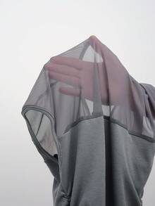 SHEIN EZwear 深灰色针织网眼拼接紧身上衣 - 深灰色 - 查看 8