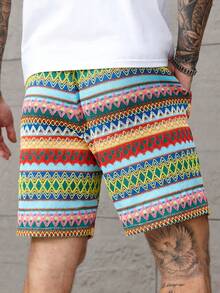 Manfinity RSRT Men's Colorful Embroidered Drawstring Waist Pocket Casual Shorts, Holiday - Multicolor - View 2