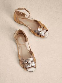 Rosivie Giày sandal nữ đế bằng dệt rỗng màu sâm panh ánh kim, có khóa cài, đế mềm chống trơn trượt, kiểu dáng La Mã cổ điển với chất liệu da màu vàng, thích hợp đi làm hàng ngày, đi nghỉ mát hoặc đi biển. - Rượu sâm banh - Xem 13