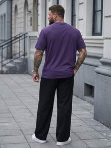 DRIVNCORE 加大码男士字母印花圆领短袖休闲宽松T恤 - 紫羅蘭色 - 查看 2