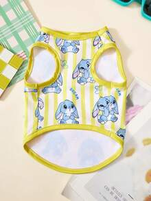 PETSIN 2pcs Multi-Color Striped Blue Bunny Cute Print, Comfortable And Soft, No Shedding Pet Vest - Multicolor - View 6