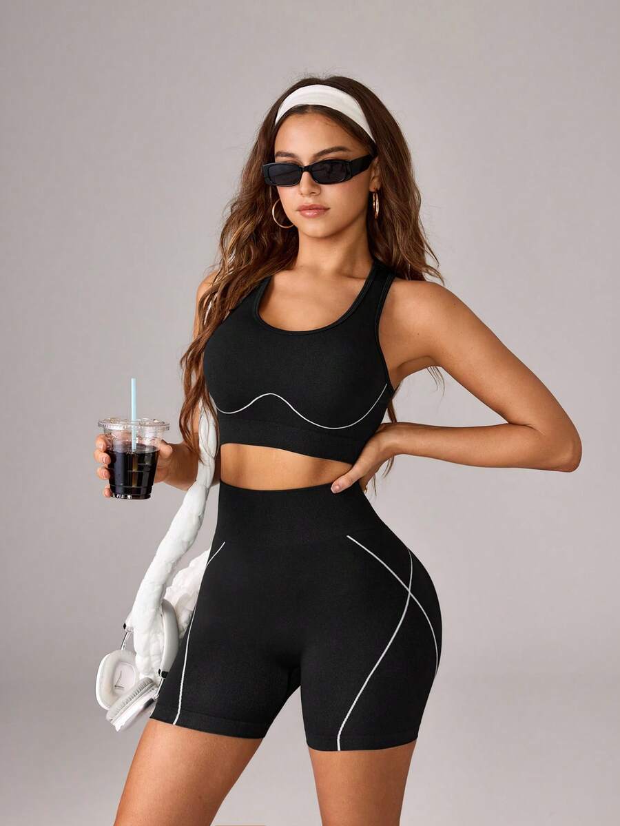 SHEIN Dewbera Set bộ đồ thể thao - màu đen - Xem 1