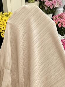 SHEIN CURVE+ Curve Size US22音樂節、海邊度假、波希米亞度假休閒純色短袖洋裝，夏季女裝、復活節女裝、波希米亞、Rave穿搭、復活節大尺碼穿搭、鄉村演唱會穿搭 - 杏色 - 查看 5
