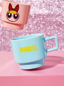 THE POWERPUFF GIRLS X SHEIN 1 Cốc in hình hoạt hình xếp chồng được, dung tích 375ml (12.7oz), chịu được nhiệt và lạnh, có thể dùng trong lò vi sóng và máy rửa chén, thích hợp đựng nước, sữa, nước ép, cà phê, Blossom, Bubbles, Buttercup, Mojo. - Màu xanh lam - Xem 6