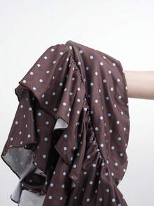 SHEIN EZwear 女士咖啡棕色印花百褶裙 - 咖啡棕 - 查看 10